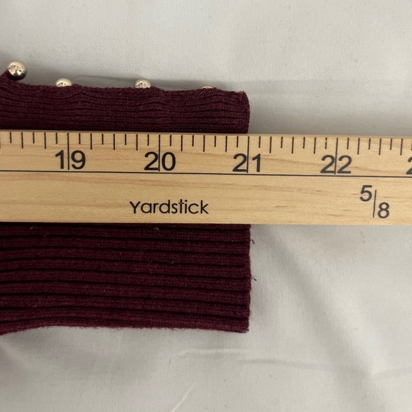 White House Black Market Burgundy Cowl Neck Belted Sweater Dress Size M - Picture 8 of 8